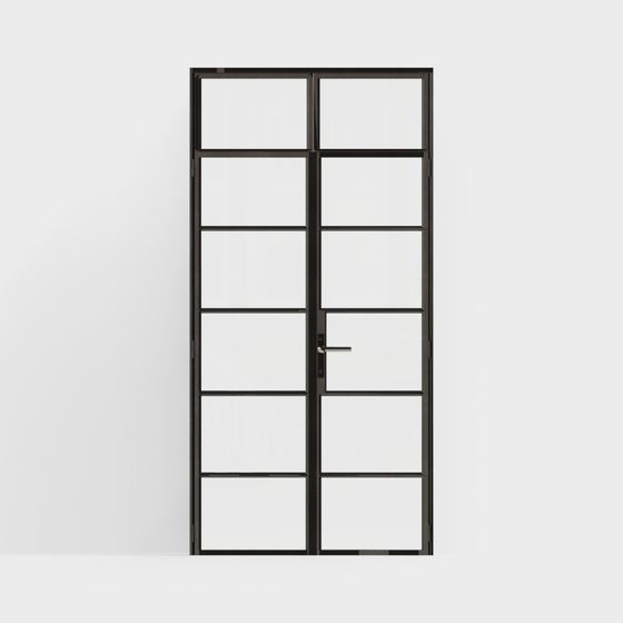 Industrial Glass Door 3D model for Modern Spaces