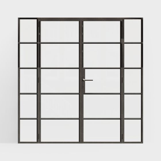 Stylish Industrial Glass Door 3D Model for Diverse Projects