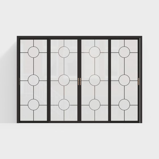 Elegant Low Poly Glass Door 3D Model for Interior Design