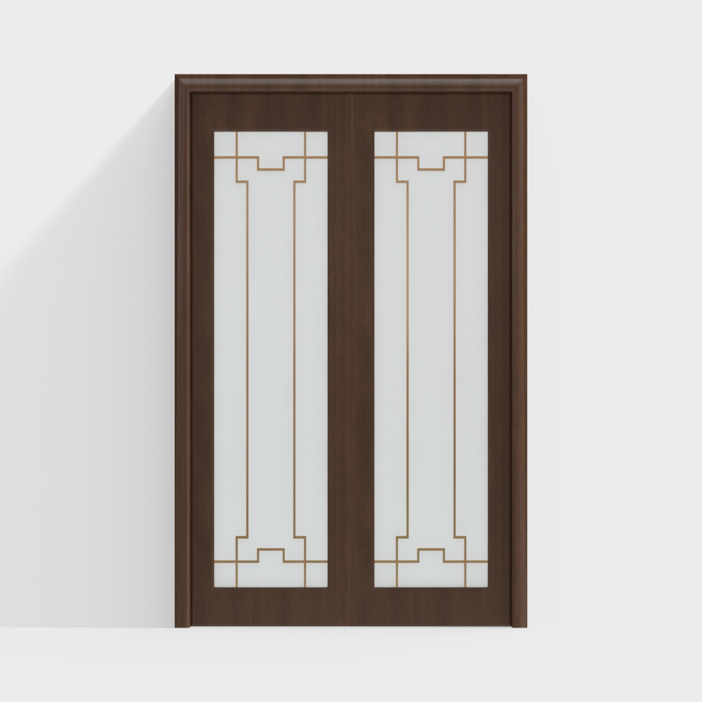 新中華風の室内ガラスドア