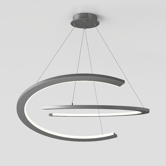 Elegant Circular Pendant Light 3D model for Interiors