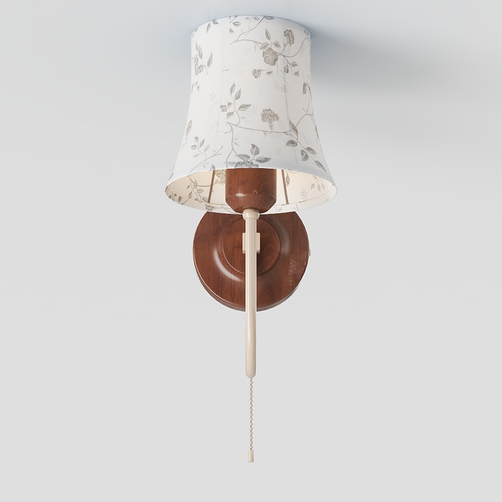 Elegant Low-Poly Wall Lamp 3D Model – Wooden Base Design