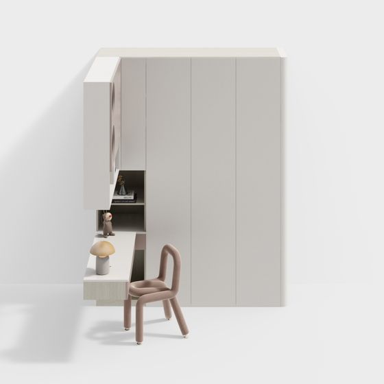 Children's room desk wardrobe integrated cabinet