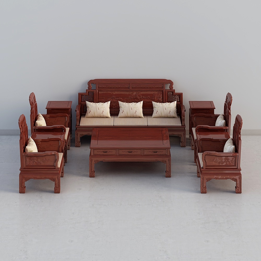Exquisite Rosewood Sofa Set - 10 Pieces