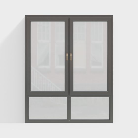 Stylish Low-Poly Double Door Window 3D model