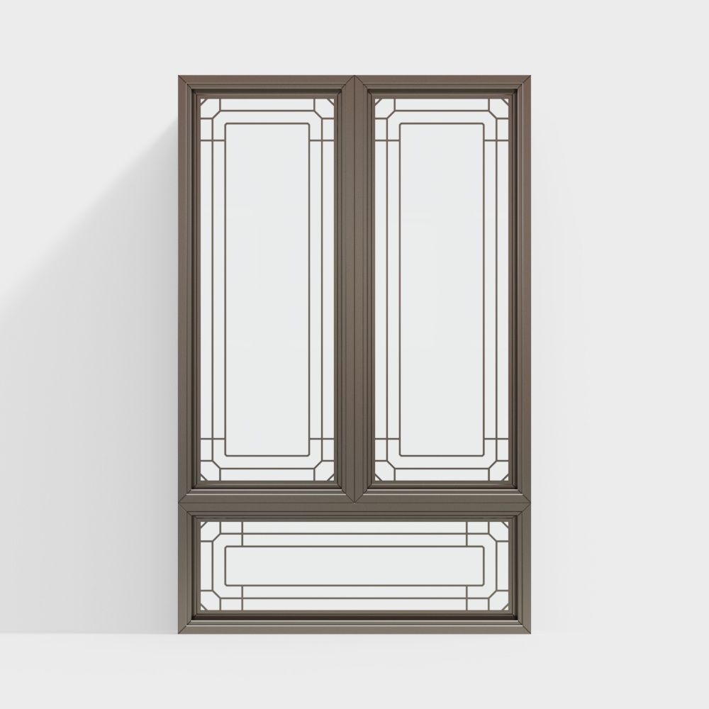 Low Poly Window 3D Model – Elegant Deep Brown Design
