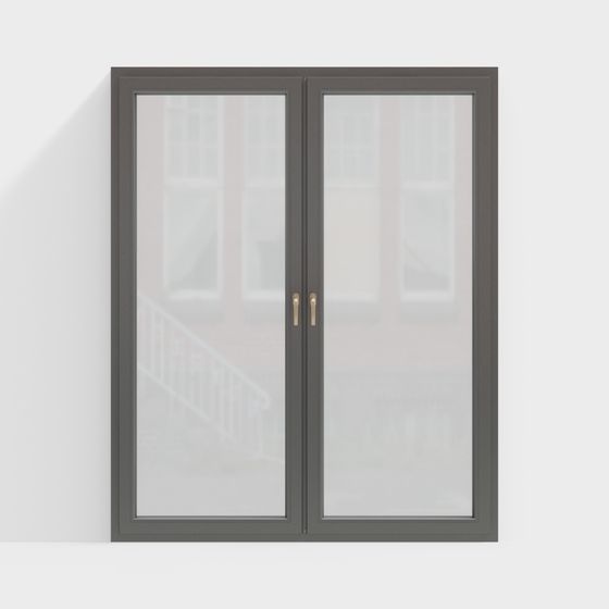 Elegant Low-Poly Glass Door 3D model