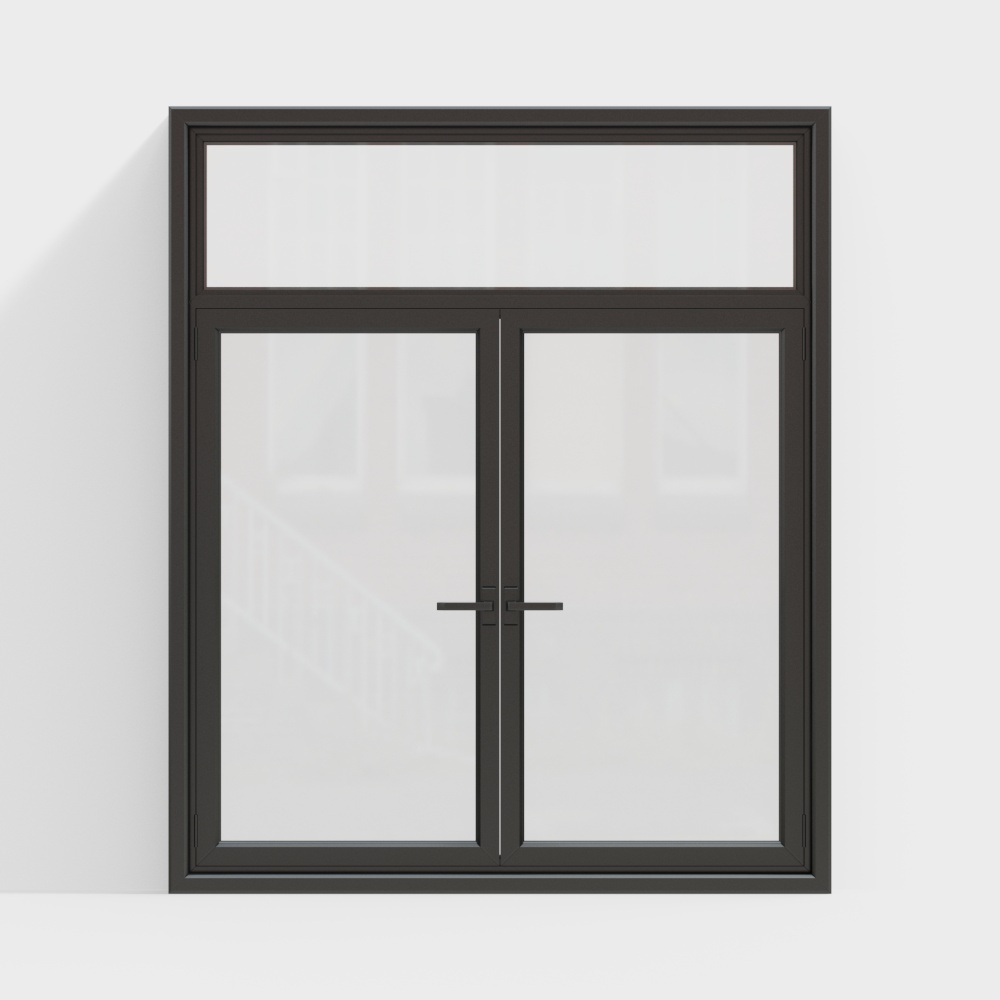 Urban Glass Door 3D Model – Minimalist Black Frame