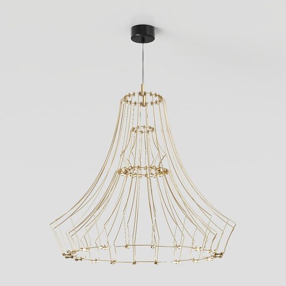 Golden Cascade 3D model Pendant Light for Elegant Spaces