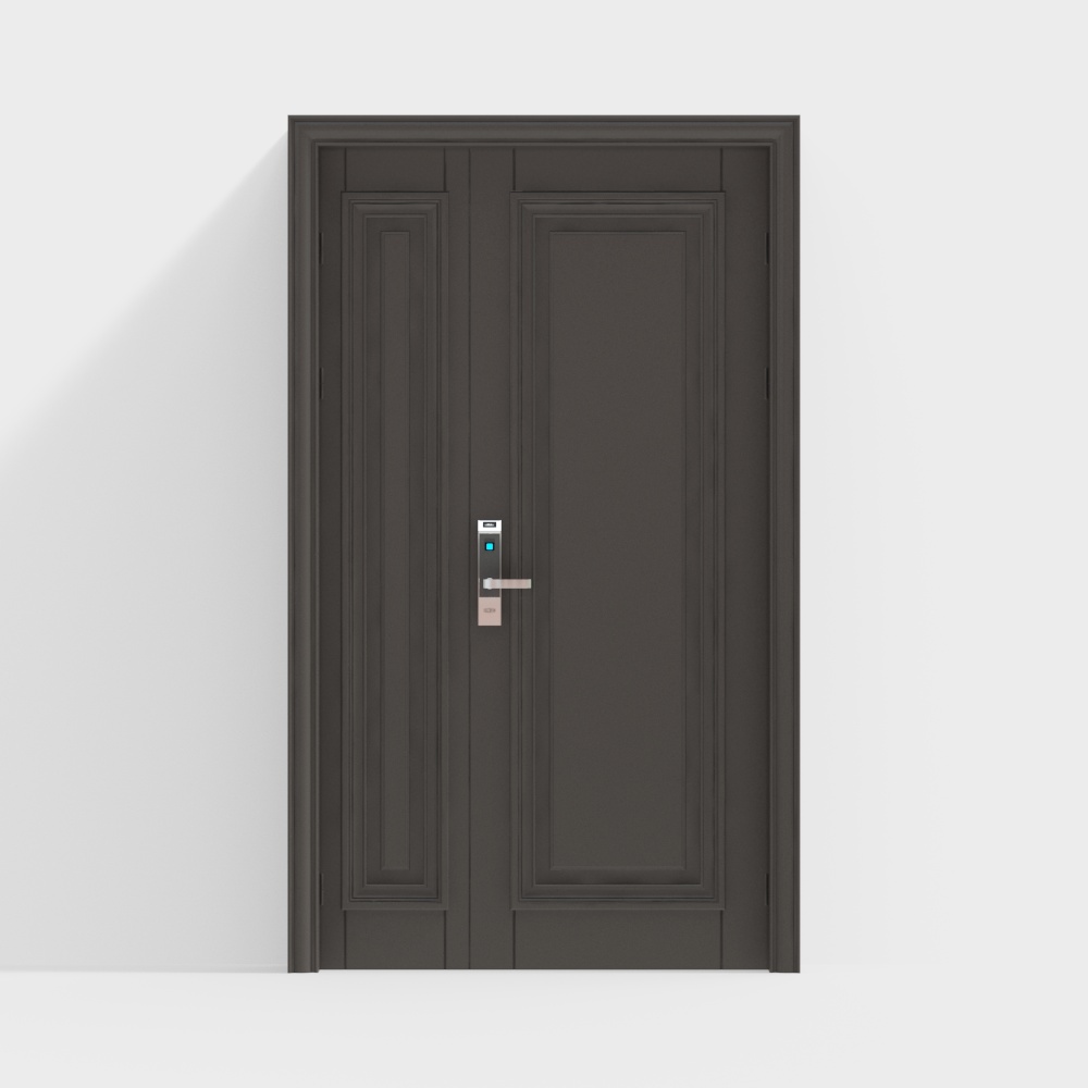 Elegant Polygonal Green Door 3D Model – Wood & Metal Finish