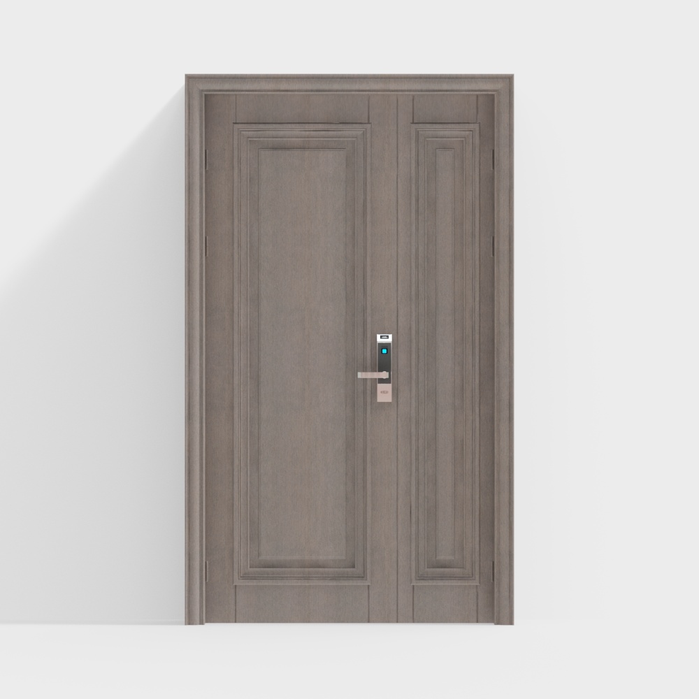 Elegant Minimalist Door 3D Model – Gray Wood Texture