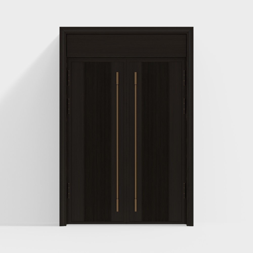 Elegant Low-Polygon Door 3D Model – Black Wood & Gold Handle