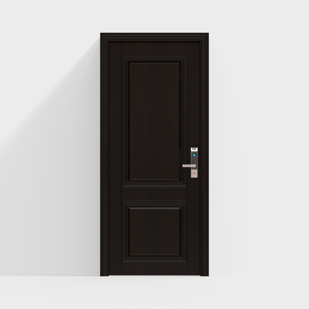 Elegant Black Forest Door 3D Model – Low-Poly Wood Design