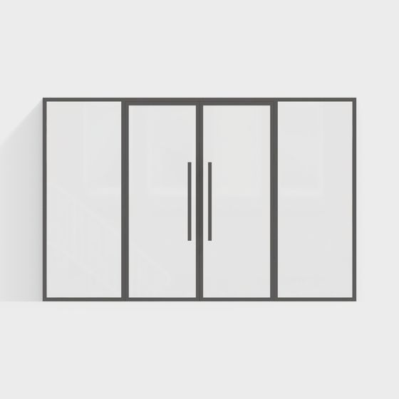 Minimalist Glass Sliding Door 3D model