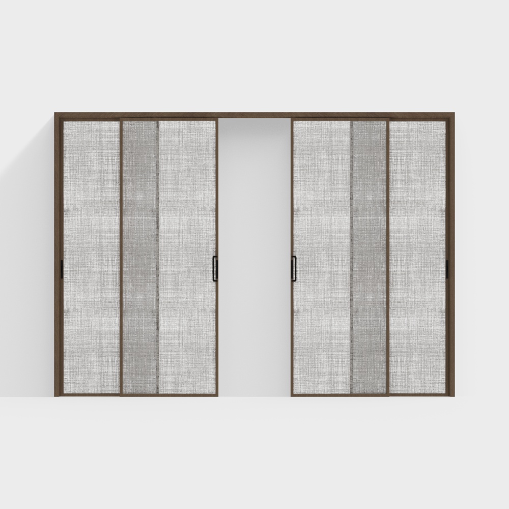 Modern Glass Partition Screen 3D Model – Gray Glass & Metal