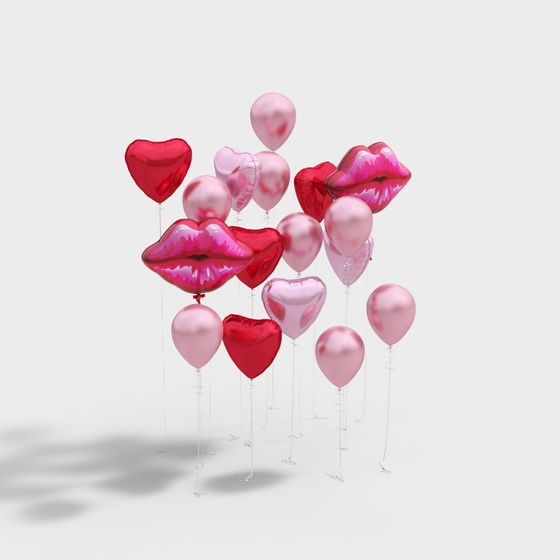 Valentine's Balloon Bouquet 3D model