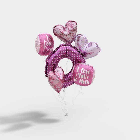 Heart Balloon Bouquet 3D model
