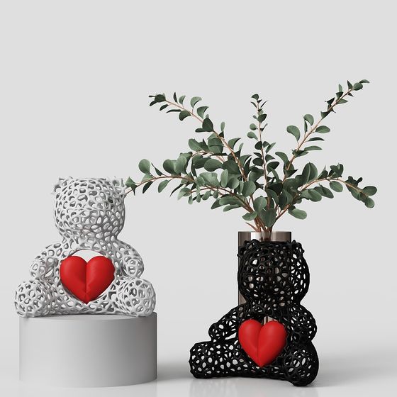 Artistic Hollow Heart Bear 3D model