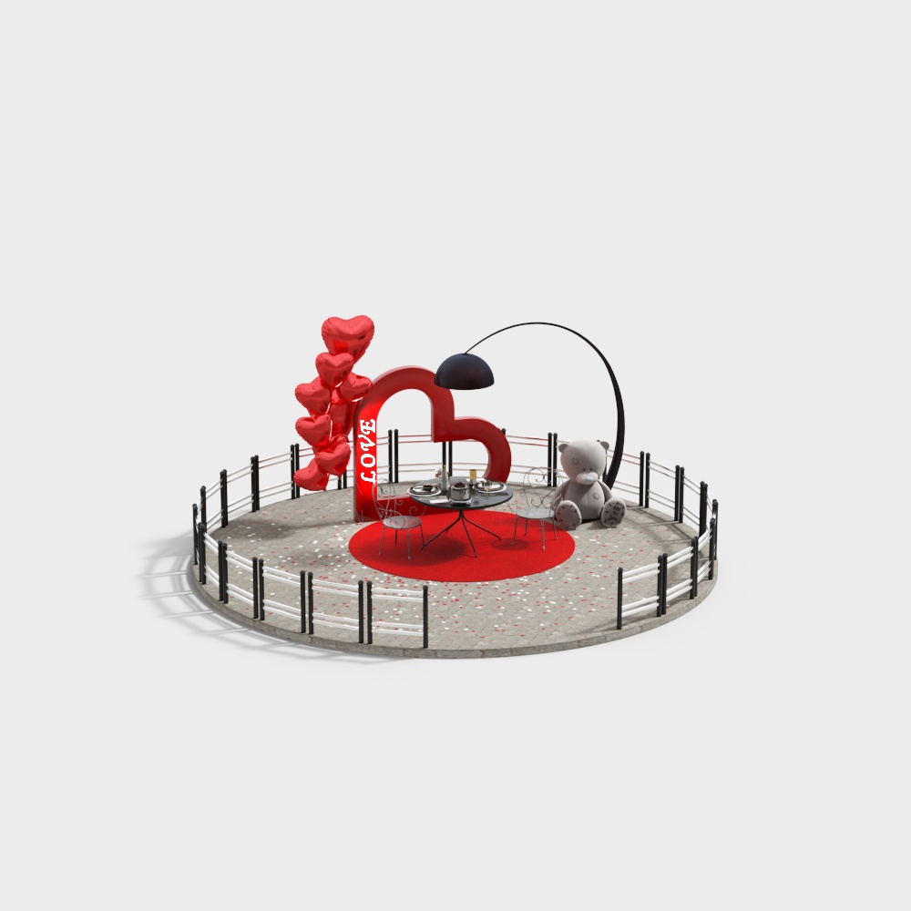 American Valentine's Day Heart-Shaped Table and Chair Set