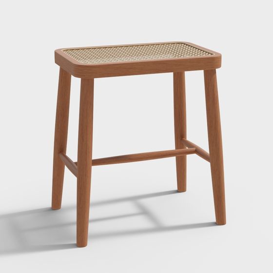 Stylish Rattan Stool 3D model