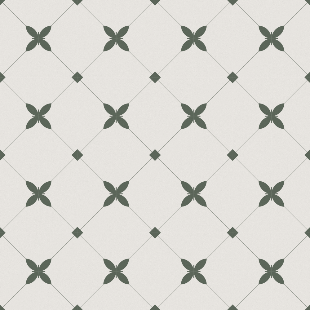Seamless Retro Nordic Green Geometric Flower Tile Texture