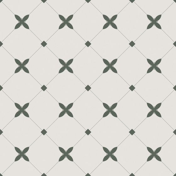 Seamless Retro Nordic Green Geometric Flower Tile Texture