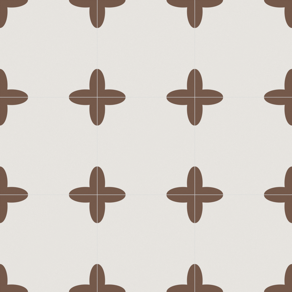 Seamless Vintage Coffee Color Flower Brick Tile