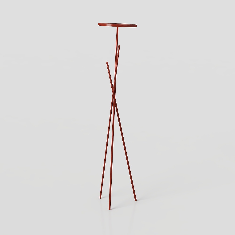 Streamlined Floor Lamp 3D Model – Mahogany Low-Poly Design