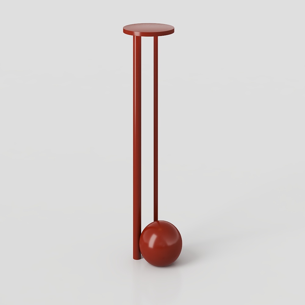 Balance Column Low Poly 3D Model – Red Metallic Design