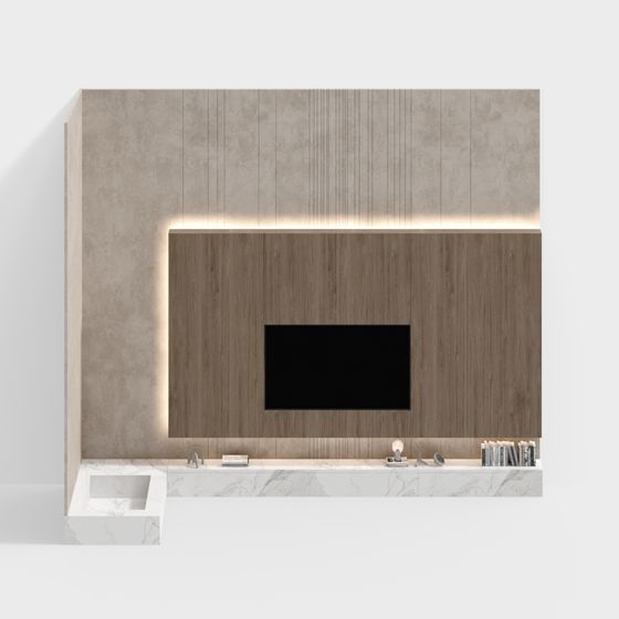 Minimalist Living Room TV Wall 3D model