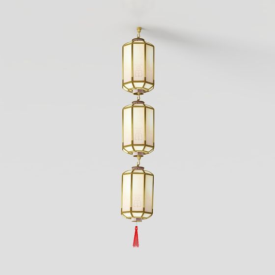 Elegant Oriental-Inspired Chandelier 3D model
