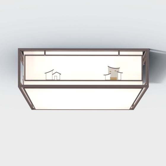 Elegant Low-Polygon Ceiling Light 3D model for Creative Spaces