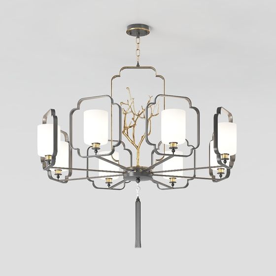 Elegant Chinese Style Chandelier 3D model