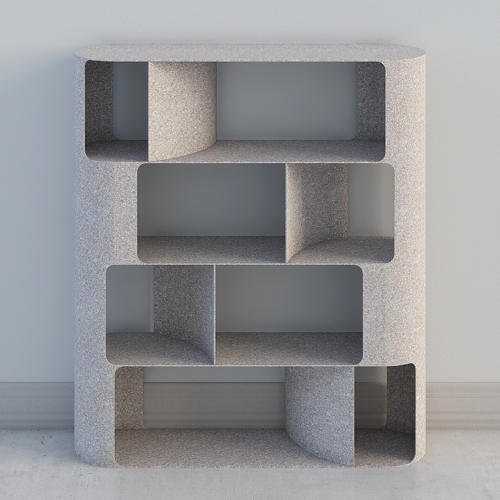 Grey stone bookshelf
