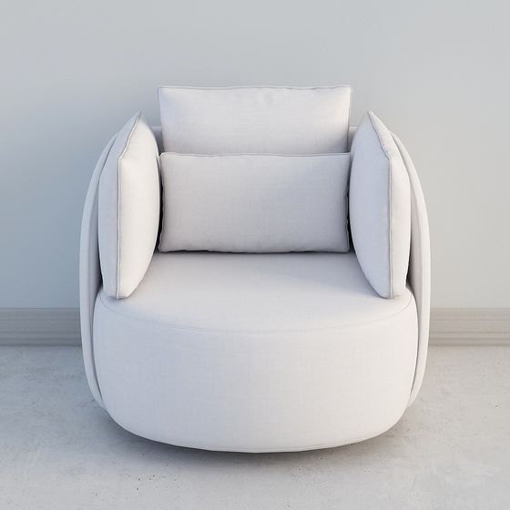 Stylish Curved Armchair 3D model for Elegant Spaces