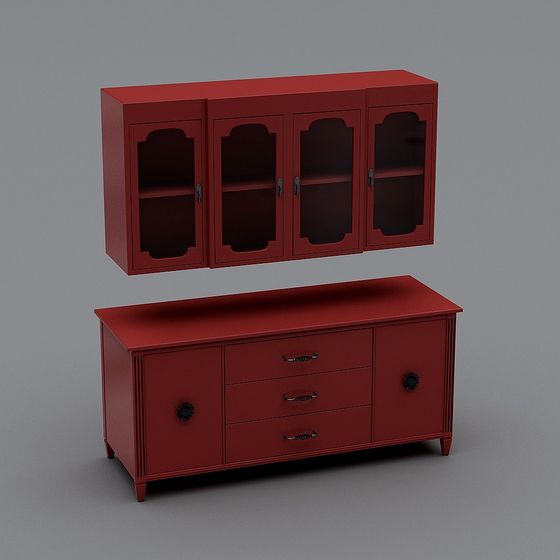 Vintage Red Cabinet 3D model