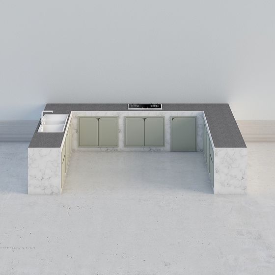 Modern Minimalist Kitchen 3D model