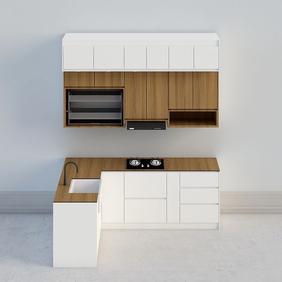 Stylish Low-Polygon Kitchen 3D model Design