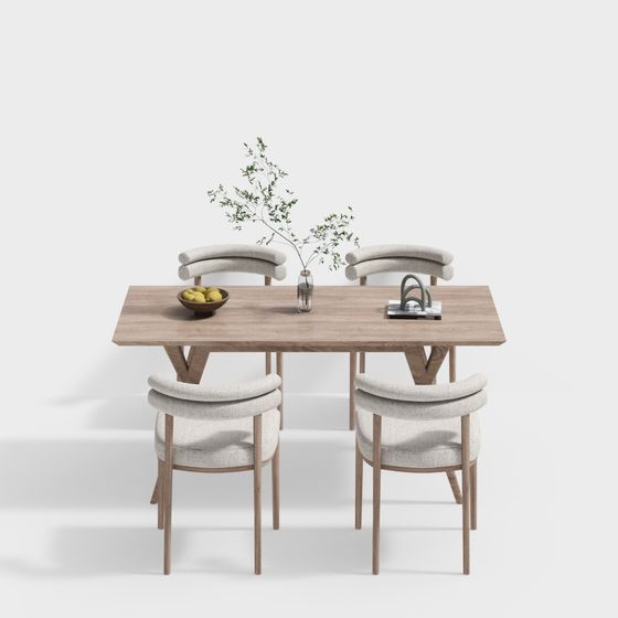 Elegant Dining Table and Chairs 3D model for Modern Spaces