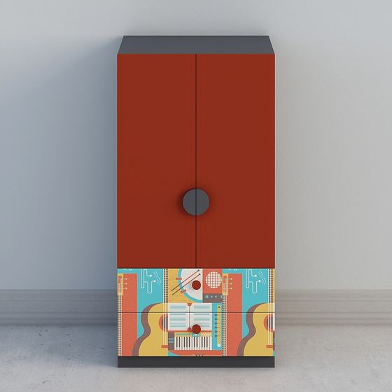 Vibrant Music Cabinet 3D model for Creative Spaces