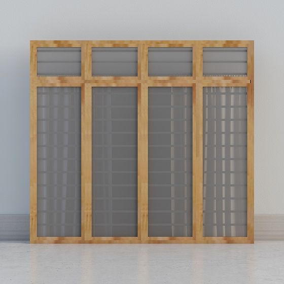 Wood Frame Glass Window 3D model for Unique Interiors