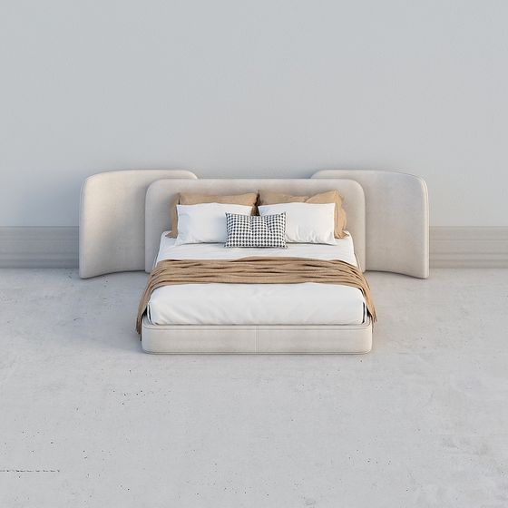 Elegant Low-Poly Bed 3D model