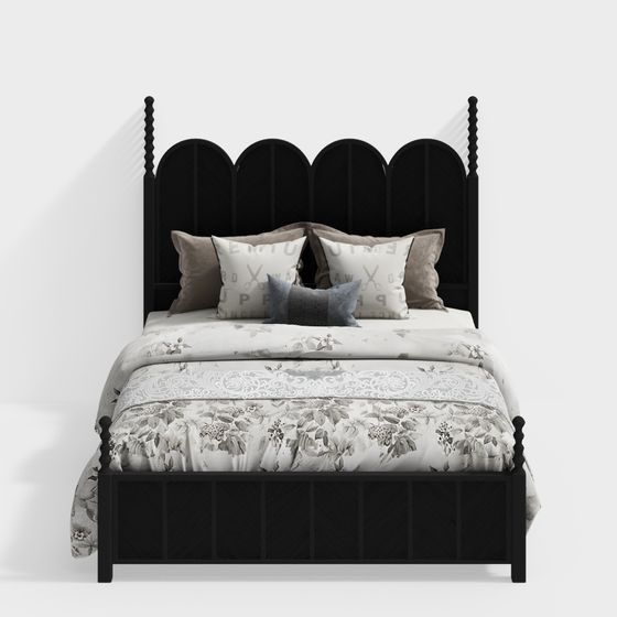 Stylish Low-Poly Bed Frame 3D model