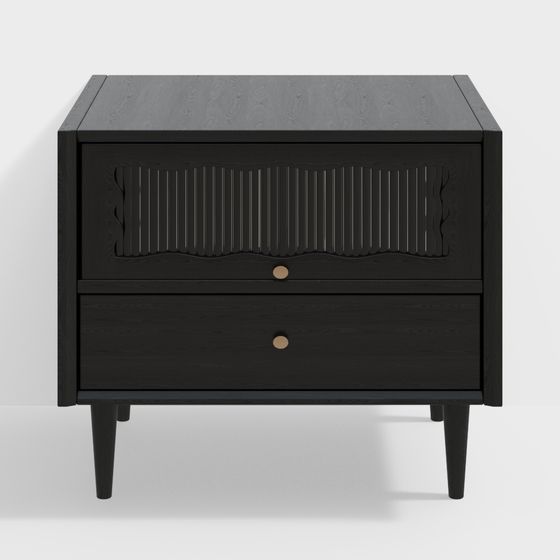 Minimalist Black Wooden Nightstand 3D model