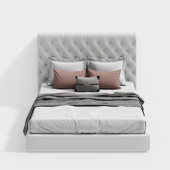 Elegant Low-Poly Bed 3D model for Modern Interiors