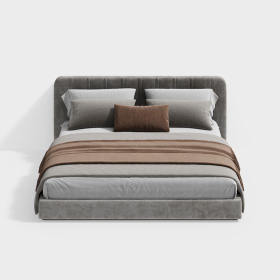 Elegant Low-Poly 3D Bed Model for Modern Interiors