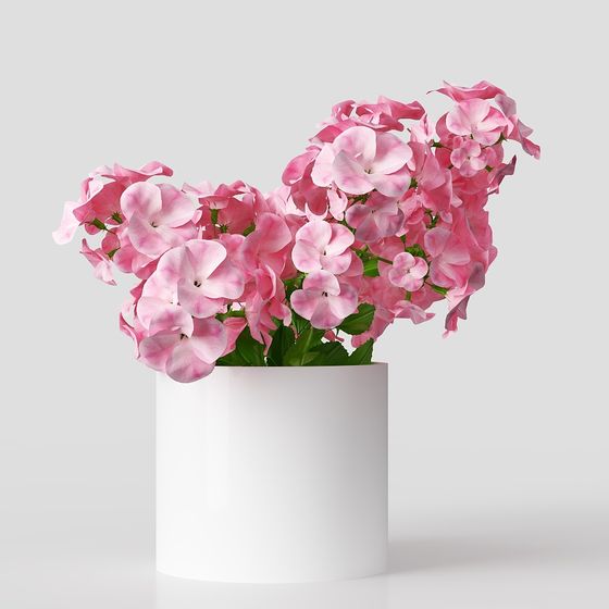 Blossoms and Vase Low-Poly 3D Model