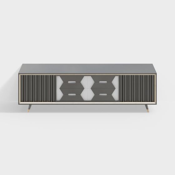 Elegant Low-Poly TV Cabinet 3D model