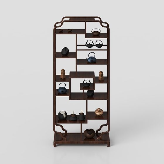 Elegant Chinese Style Bookshelf 3D model
