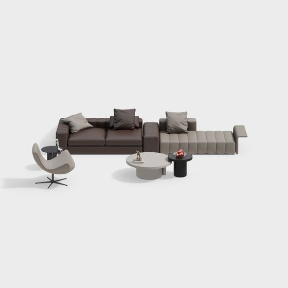 Elegant Minimalist Furniture Set 3D model for Homes